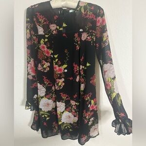 Kimchi Blue / Urban Outfitters Long-sleeve Floral Mini Dress